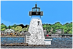 Palmer Island Light in New Bedford Harbor - Digital Painting